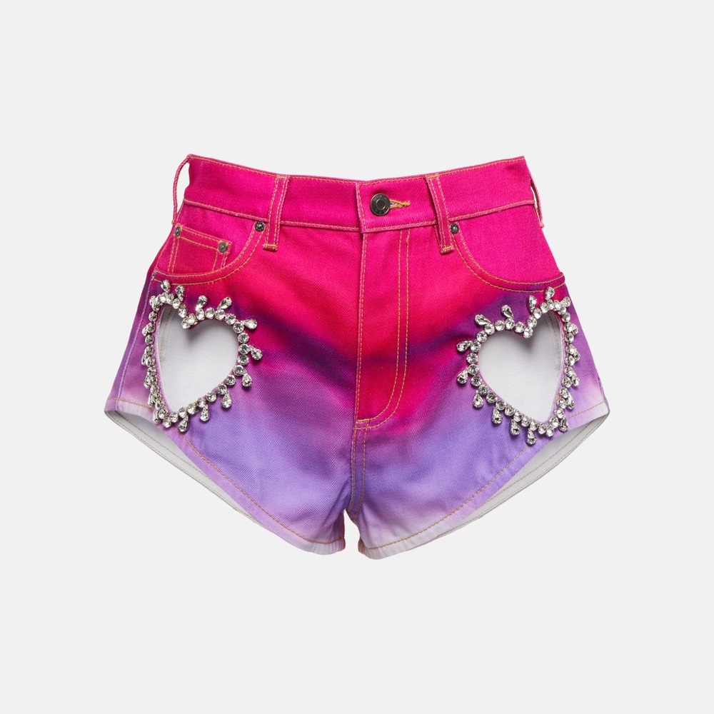 AREA Embellished ombré denim shorts, size 27 (NWT)